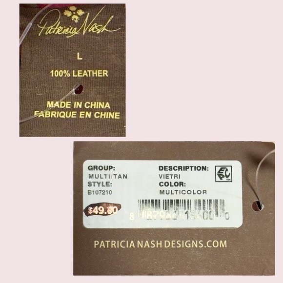 NWT Floral Pattern 100% Leather Belt | Patricia Nash | Size L - Picture 8 of 11